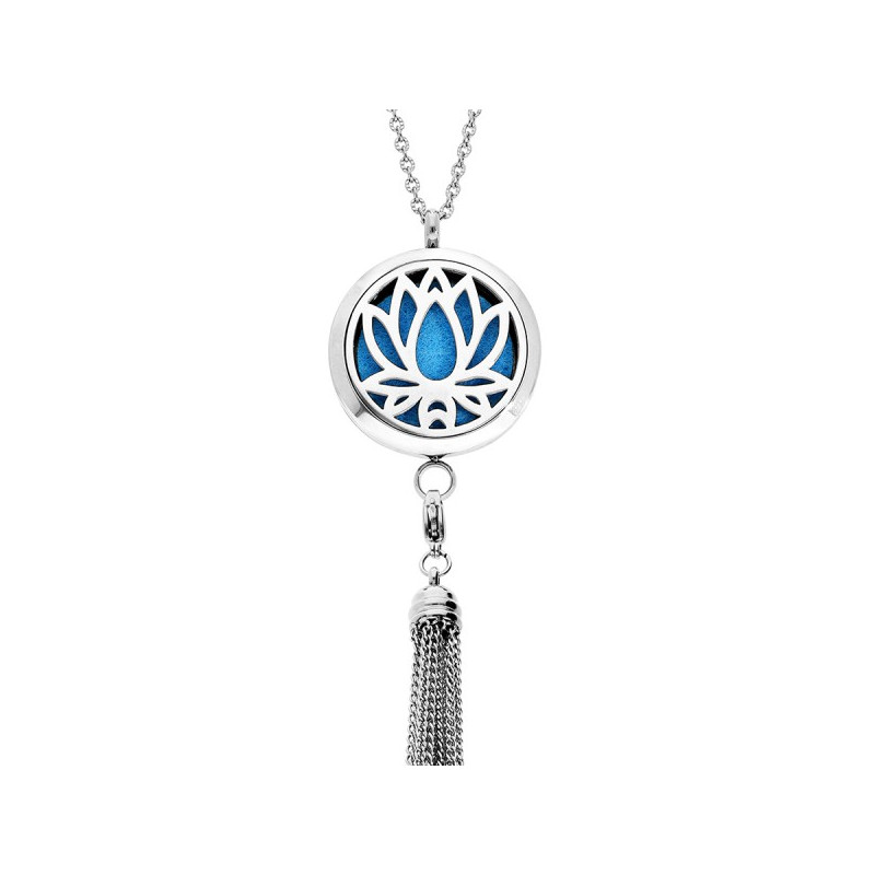 COLLIER SENTEUR ACIER FLEUR DE VIE 7 CHAKRAS
