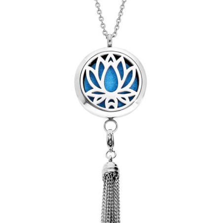 COLLIER SENTEUR ACIER FLEUR DE VIE 7 CHAKRAS