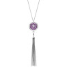 COLLIER SENTEUR ACIER FLEUR DE VIE 7 CHAKRAS