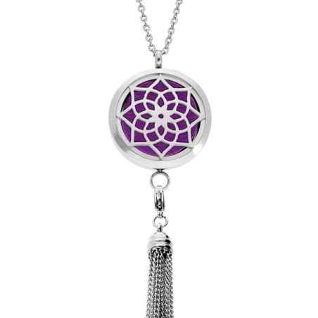 COLLIER SENTEUR ACIER FLEUR DE VIE 7 CHAKRAS