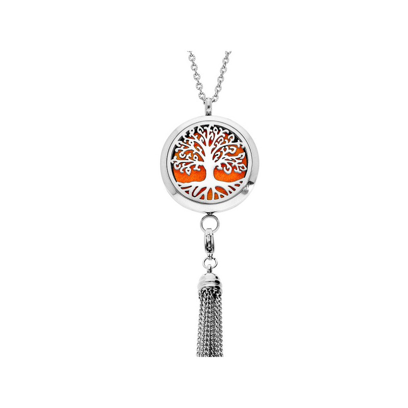 COLLIER SENTEUR ACIER FLEUR DE VIE 7 CHAKRAS