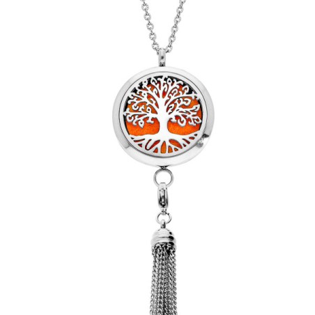 COLLIER SENTEUR ACIER FLEUR DE VIE 7 CHAKRAS