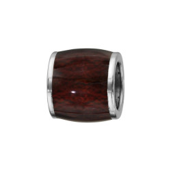 CHARMS ACIER FORME TONNEAU MARRON FONCE IMITATION BOIS