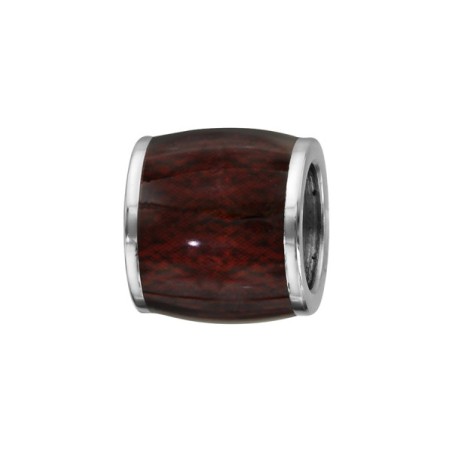 CHARMS ACIER FORME TONNEAU MARRON FONCE IMITATION BOIS