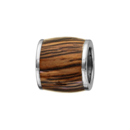 CHARMS ACIER FORME TONNEAU MARRON FONCE IMITATION BOIS