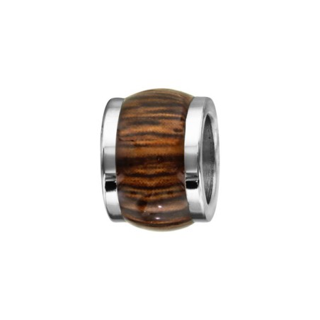 CHARMS ACIER FORME TONNEAU MARRON FONCE IMITATION BOIS