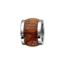 CHARMS ACIER FORME TONNEAU MARRON FONCE IMITATION BOIS