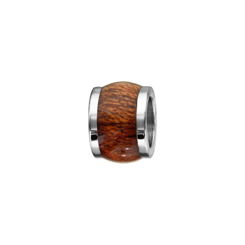 CHARMS ACIER FORME TONNEAU MARRON FONCE IMITATION BOIS