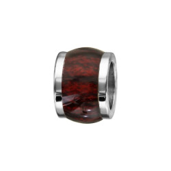 CHARMS ACIER FORME TONNEAU MARRON FONCE IMITATION BOIS