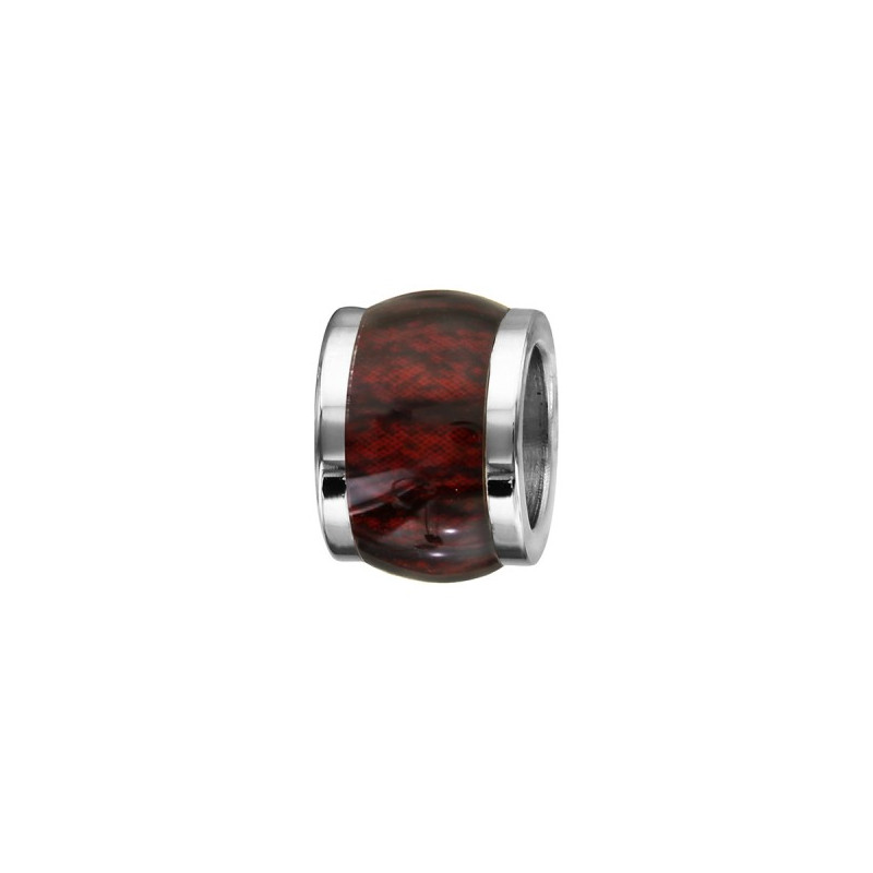 CHARMS ACIER FORME TONNEAU MARRON FONCE IMITATION BOIS