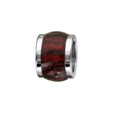CHARMS ACIER FORME TONNEAU MARRON FONCE IMITATION BOIS