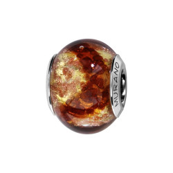 CHARMS COULISSANT ARGENT RHODIE MURANO AVEC ECLATS DORES