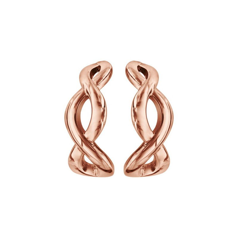 BOUCLES D'OREILLE ACIER ET PVD ROSE DEMI CREOLES