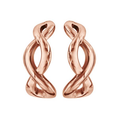 BOUCLES D'OREILLE ACIER ET PVD ROSE DEMI CREOLES