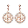 BOUCLES D'OREILLE ACIER ET PVD ROSE MOTIF ARBRE DE VIE