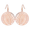 BOUCLES D'OREILLE ACIER ET PVD ROSE FEUILLAGE