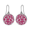 BOUCLES D'OREILLE ACIER MOTIFS RONDS GLITTER ROUGE