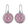 BOUCLES D'OREILLE ACIER MOTIFS RONDS GLITTER ROUGE