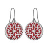 BOUCLES D'OREILLE ACIER MOTIFS RONDS GLITTER ROUGE