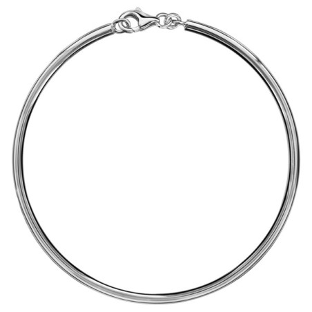 BRACELET JONC ARGENT RHODIE MASSIF AVEC MOUSQUETON POUR CHARMS