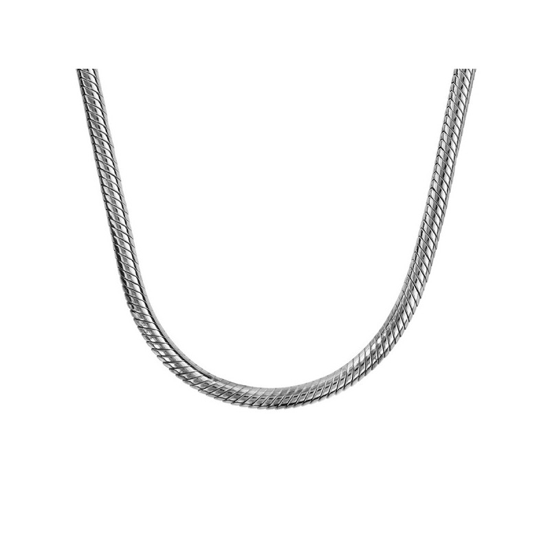 COLLIER ARGENT RHODIE CHAINE TUBE SERPENT POUR COULISSANT