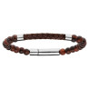 BRACELET ACIER BOULES OEIL DE TIGRE ET CUIR