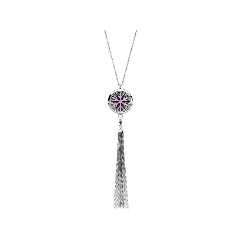 COLLIER SENTEUR ACIER FLEUR DE VIE 7 CHAKRAS
