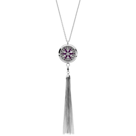 COLLIER SENTEUR ACIER FLEUR DE VIE 7 CHAKRAS