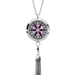 COLLIER SENTEUR ACIER FLEUR DE VIE 7 CHAKRAS