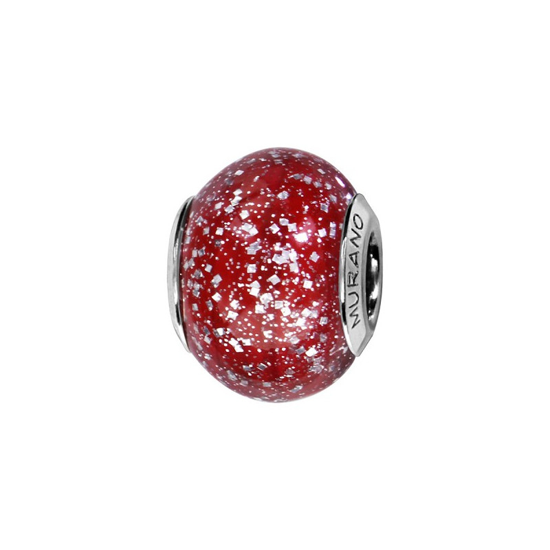 CHARMS COULISSANT ARGENT RHODIE MURANO VERITABLE ET PAILLETTE