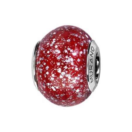 CHARMS COULISSANT ARGENT RHODIE MURANO VERITABLE ET PAILLETTE