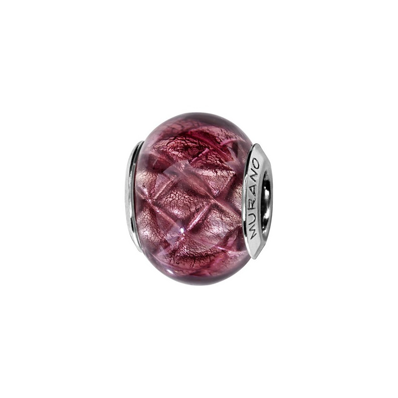 CHARMS COULISSANT ARGENT RHODIE MURANO VERITABLE ET PAILLETTE