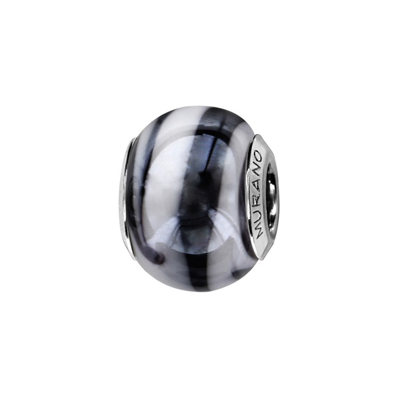 CHARMS COULISSANT ARGENT RHODIE MURANO VERITABLE ET PAILLETTE