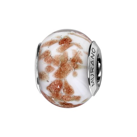CHARMS COULISSANT ARGENT RHODIE MURANO VERITABLE ET PAILLETTE