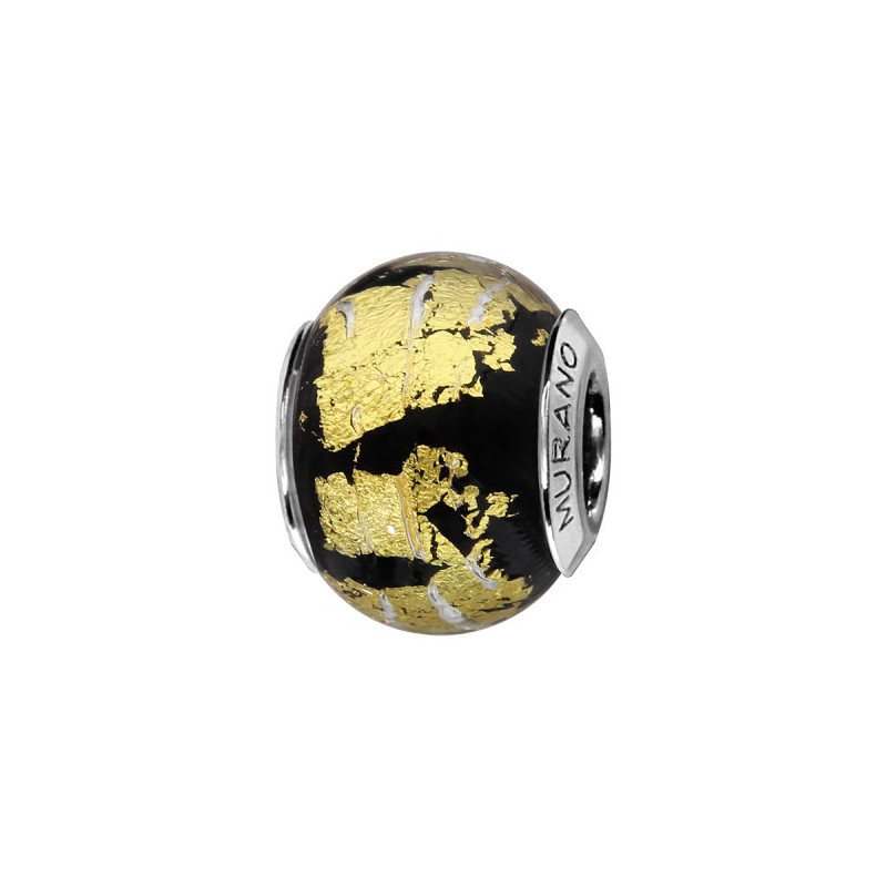 CHARMS COULISSANT ARGENT RHODIE MURANO VERITABLE ET PAILLETTE