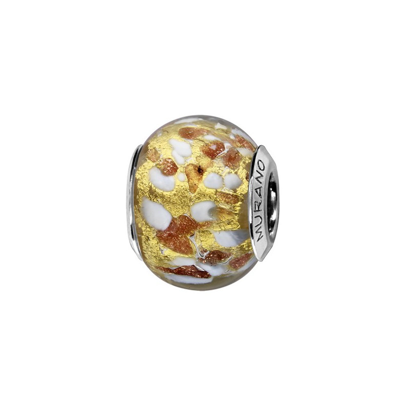CHARMS COULISSANT ARGENT RHODIE MURANO VERITABLE ET PAILLETTE
