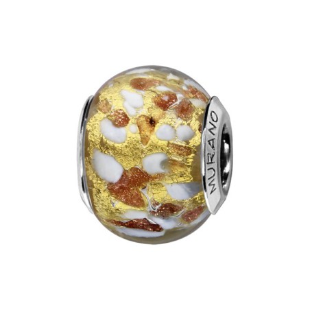 CHARMS COULISSANT ARGENT RHODIE MURANO VERITABLE ET PAILLETTE
