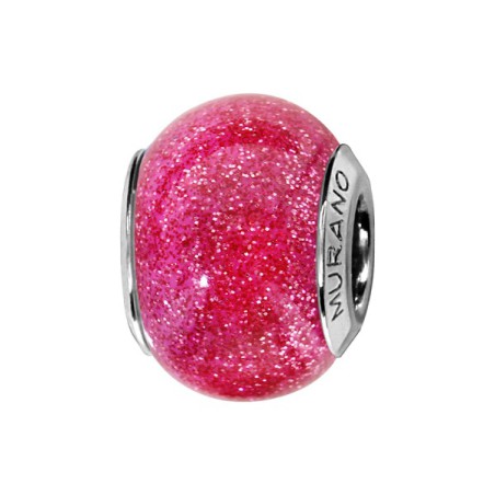 CHARMS COULISSANT ARGENT RHODIE MURANO VERITABLE ET PAILLETTE