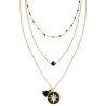 COLLIER ACIER 3 RANGS NOIR