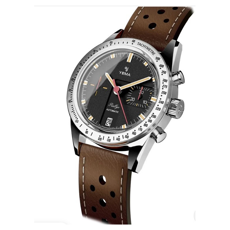 Cadran noir et gris style tableau de bord R5 Turbo montre Yema Rallye