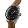 Yema Rallygraf Urban Sport automatique cadran noir bracelet cuir marron perforé