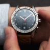 Echelle tachymetrique noire et poussoirs du chronographe Yema Rallye 5 Turbo
