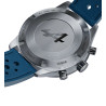 Bracelet en cuir noir perfore et surpiqures bleues montre Yema Rallygraf