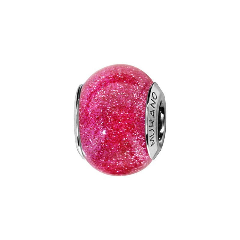CHARMS COULISSANT ARGENT RHODIE MURANO VERITABLE ET PAILLETTE 2